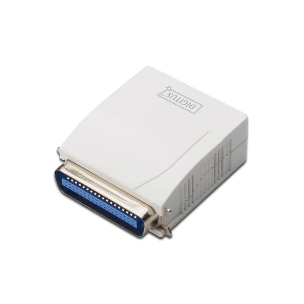 Digitus 1 port Fast Ethernet Print Server, 1 x DB-36-pin erkek centronics, 1 x RJ45<br>Digitus Parallel Print Server, 1-Port 1x RJ45, 1x DB-36-pin male Centronics