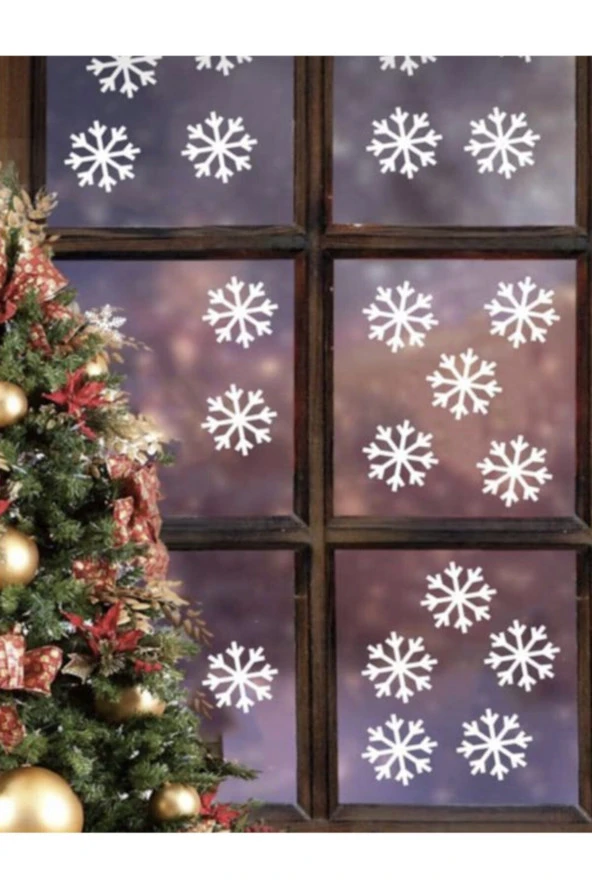 Yılbaşı Temalı Noel Desenli Dekoratif Cam Duvar Mobilya Sticker 40 Adet 6cm