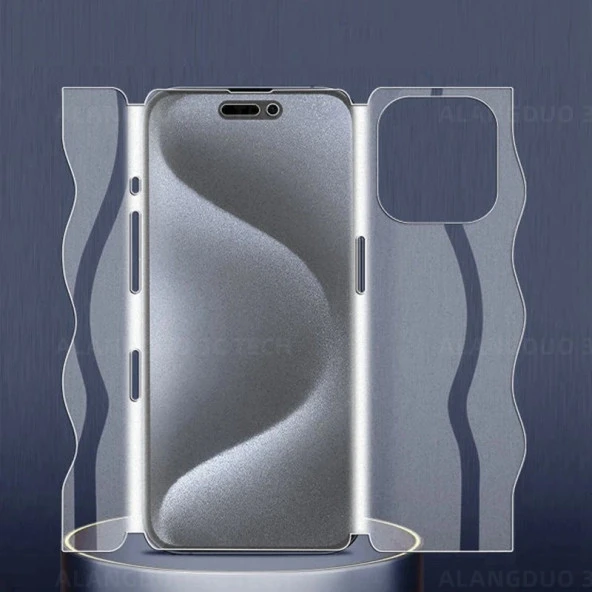 İphone 15 Pro Max ve Tüm Modellere Uyumlu 360 Derece Full Body Jelatin ve Hoparlör Toz Önleyici Kit - 6