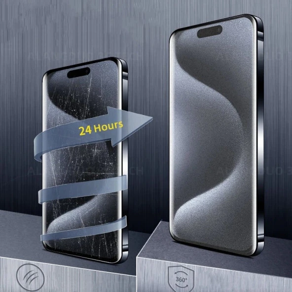 İphone 15 Pro Max ve Tüm Modellere Uyumlu 360 Derece Full Body Jelatin ve Hoparlör Toz Önleyici Kit - 7