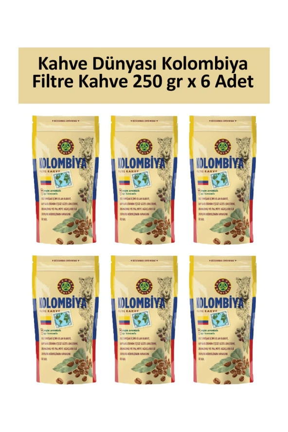 Kahve Dünyası Kolombiya Filtre Kahve 250 gr x 6 Adet