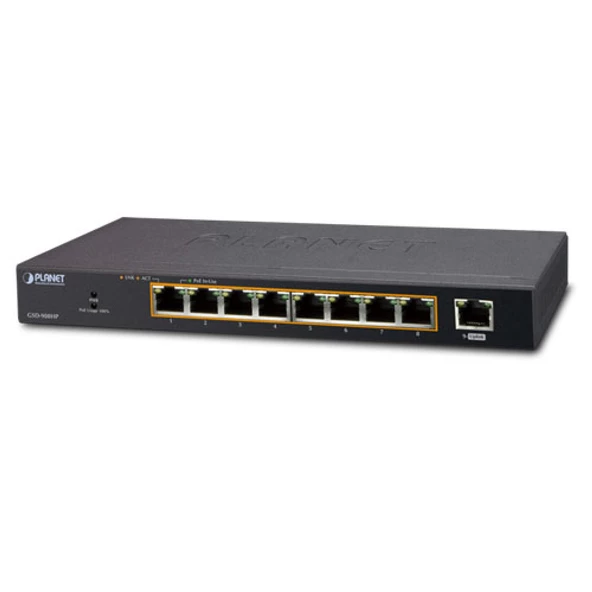 Yönetilemeyen Masaüstü Tip Switch (Unmanaged Desktop Switch)<br>8-Port 10/100/1000T 802.3at/af PoE+ Injector (Port başına 30.8 watt) (PoE Güç Bütçesi maks. 100 watt)<br>1-Port 10/100/1000T