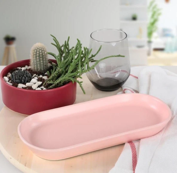 Keramika Noyan 26 cm Açık Pembe Kayık Tabak