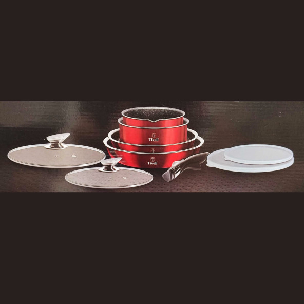Tivoli Metallic Line İndüksiyon Kırmızı 9 Parça Tencere Takımı - 3