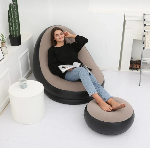 Şişme Puf Koltuk Ayak Pufu Piknik Kamp Oda Bahçe Kanepesi Dolgu Şezlong - 2