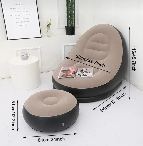 Şişme Puf Koltuk Ayak Pufu Piknik Kamp Oda Bahçe Kanepesi Dolgu Şezlong - 3