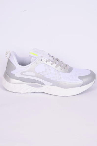 Hummel 900485-9001  Bubblegum Ortopedik Taban Fileli Suni Deri Detaylı Faylon Taban Bağcıklı Yüksek Taban Hafif Esnek Beyaz-Gri Günlük Unisex Spor Ayakkabı