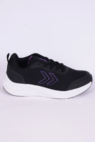 Hummel 900487-1037 Lia Fileli Şevron Detay Rahat Taban Esnek Faylon Taban Siyah-Mor Günlük Kadın Spor Ayakkabı