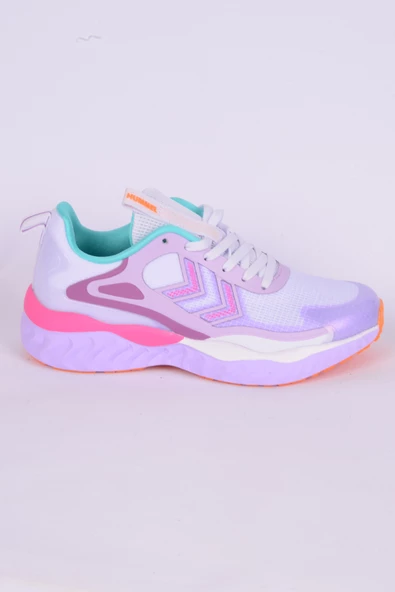 Hummel 900485-9704  Bubblegum Ortopedik Taban Fileli Suni Deri Detaylı Faylon Taban Bağcıklı Yüksek Taban Hafif Esnek Beyaz-MorGünlük Unisex Spor Ayakkabı
