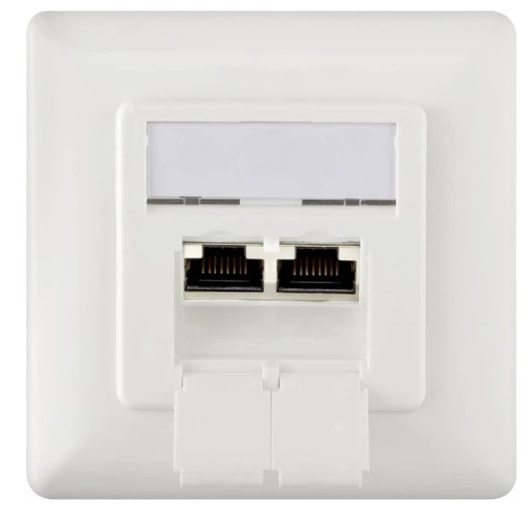CAT 6 Wall Outlet, Shielded, 2X RJ45