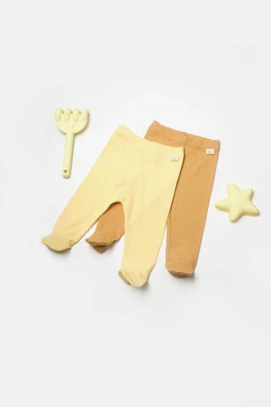 Bebek 2'li Patikli Pantolon, %50 Bambu - %50 Organik Pamuk, Bebek ve Yenidoğan Serisi - CSYB9028