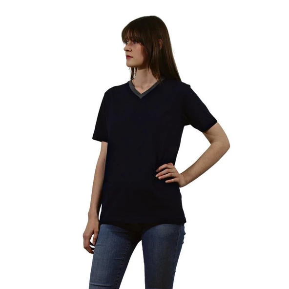 Persmont VT06Y Siyah Penye V Yaka Tişört  2XL ürün görseli 1