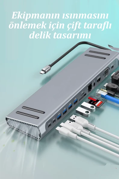 Qpen W28 14 in 1 Usb-C Çok İşlevli Bağlantı İstasyonu - Resim 2