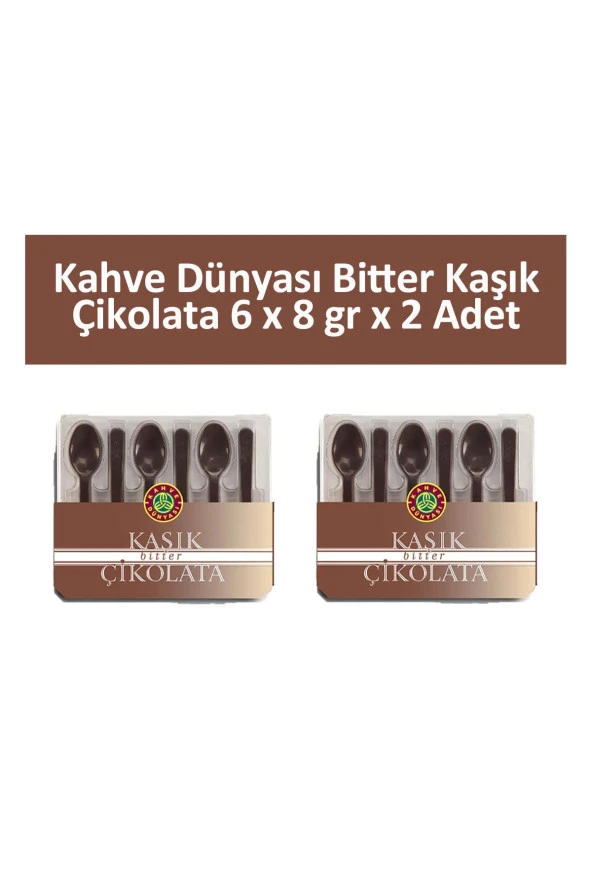 Kahve Dünyası Bitter Kaşık Çikolata 6 x 8 gr x 2 Adet
