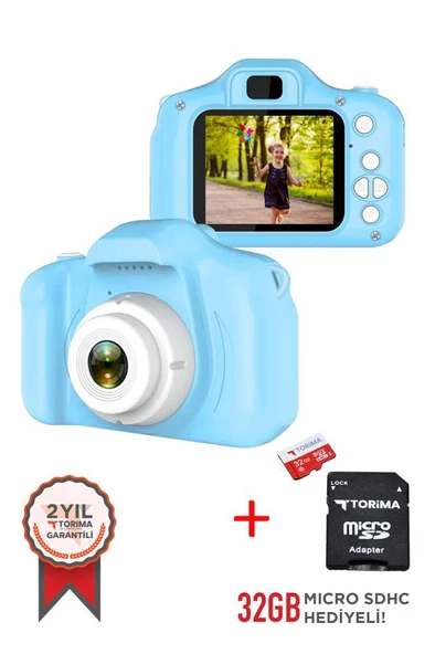 Torima Mavi Renk CMR7 + SD Card Hediyeli 1080p Hd Çocuk Kamera Dijital Fotoğraf Makinesi