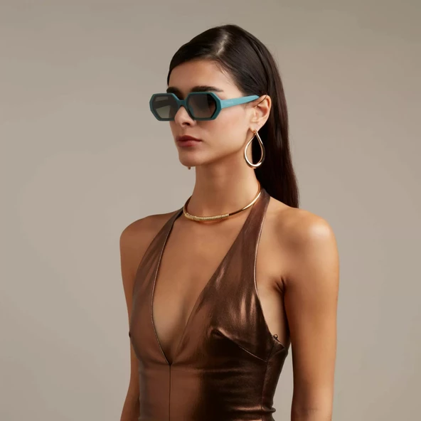 Okkia Andrea Altıgen Unisex  Güneş Gözlüğü Yeşil - 3