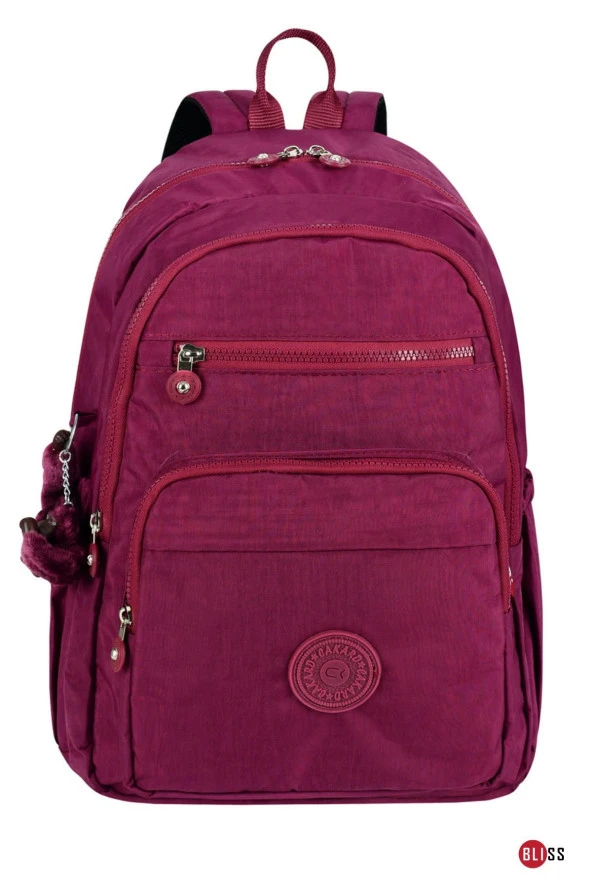 Bordo Unisex Günlük & Okul Su Geçirmez Krinkıl Kumaş Sırt Çantası
