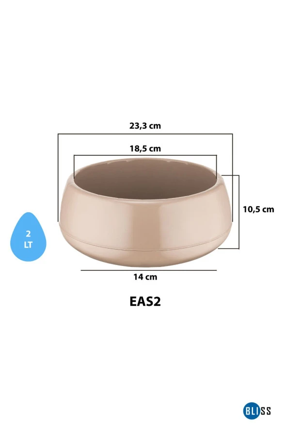 Elvan Aranjman Saksı 2 Litre Mocha Menekşe Kaktüs Sukulent Saksısı Parlak Plastik
