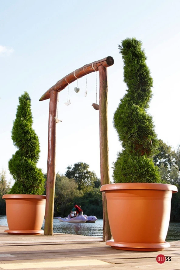 Antrasit Dekoratif Tabaklı Büyük Boy Villa Saksı 22 Lt - Resim 3