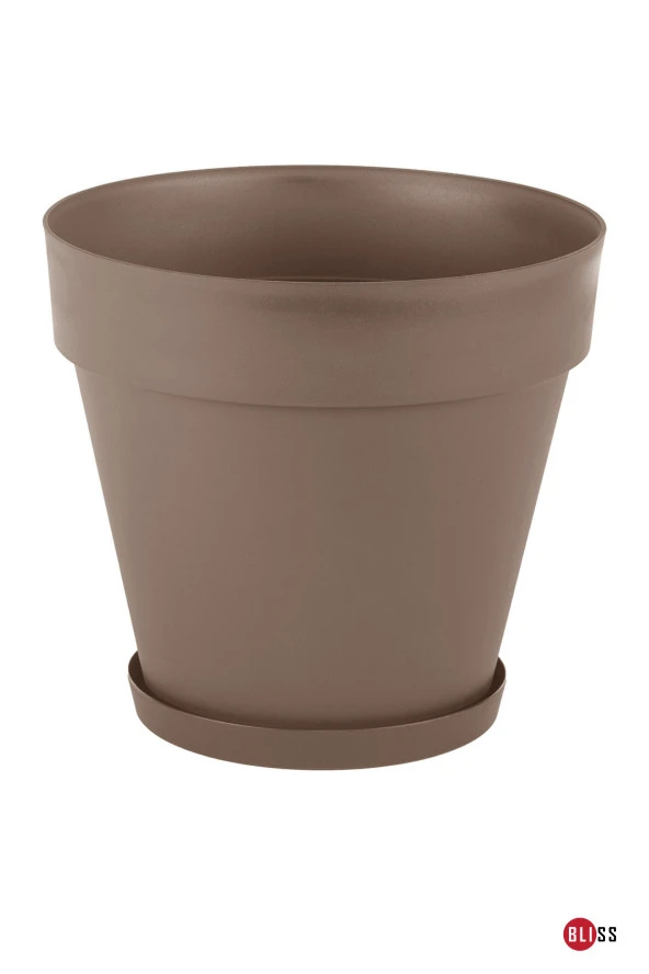 10 lt Mocha Renk Tabaklı Izgaralı Dekoratif Plastik Yalı Saksı