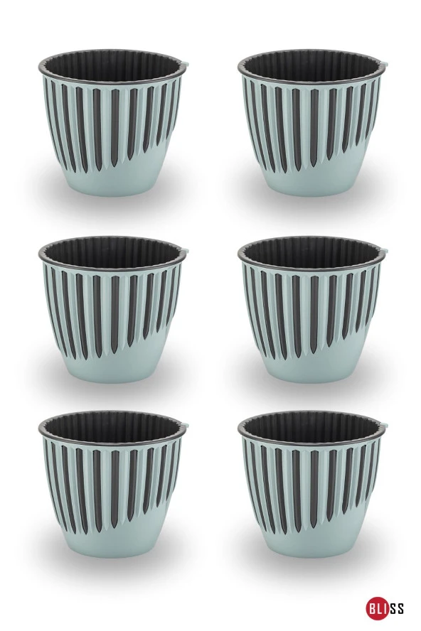 6 Adet 3 lt Plastik Dekoratif Gök Mavi Renk Piyano Saksı