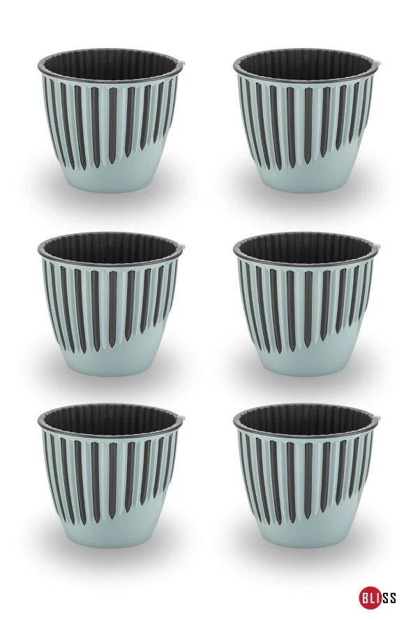 6 Adet 1,4 lt Plastik Dekoratif Gök Mavi Renk Piyano Saksı