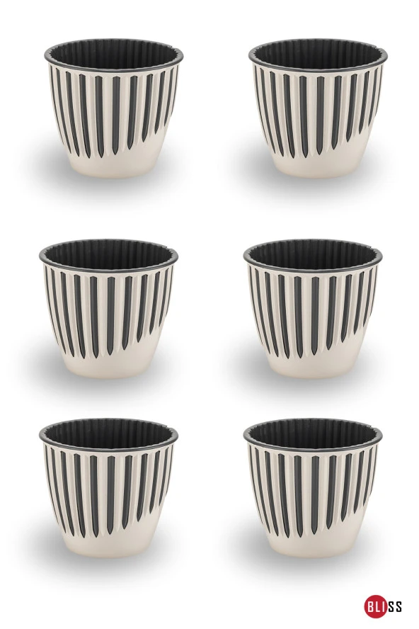 6 Adet 3 lt Plastik Dekoratif Kırık Beyaz Renk Piyano Saksı