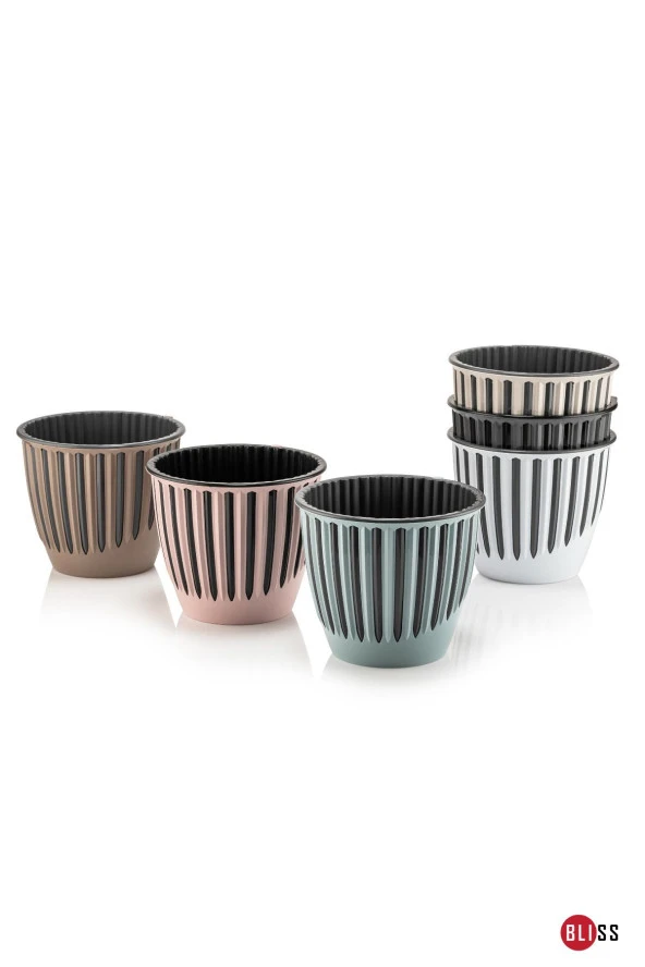 2 Adet 3 lt Plastik Dekoratif Mocha Renk Piyano Saksı - 4