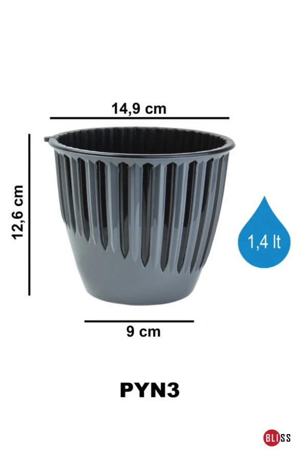 1,4 lt Plastik Dekoratif Gök Mavi Renk Piyano Saksı