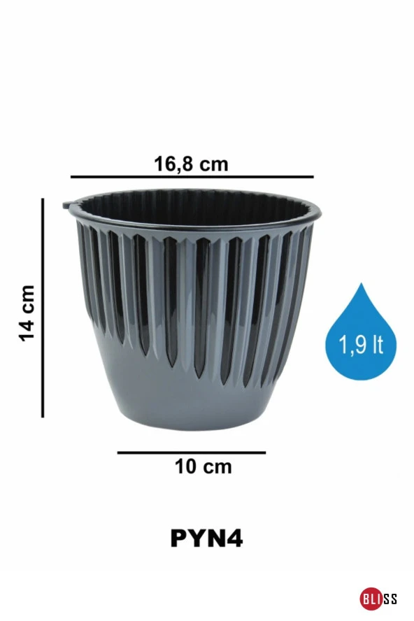 2 Adet 1,9 lt Plastik Dekoratif Kırık Beyaz Renk Piyano Saksı