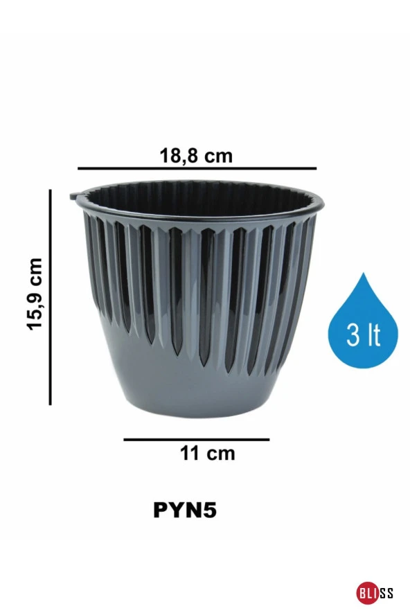2 Adet 3 lt Plastik Dekoratif Beyaz Renk Piyano Saksı