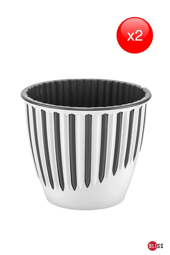 2 Adet 1,9 lt Plastik Dekoratif Beyaz Renk Piyano Saksı