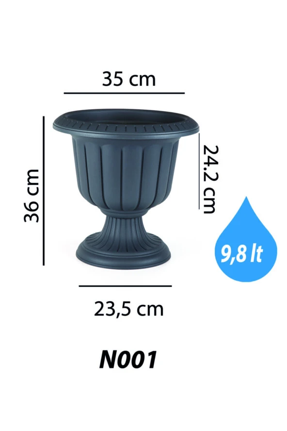 Nergis Saksı No.1 9,8 Litre Antrasit Renk - 2