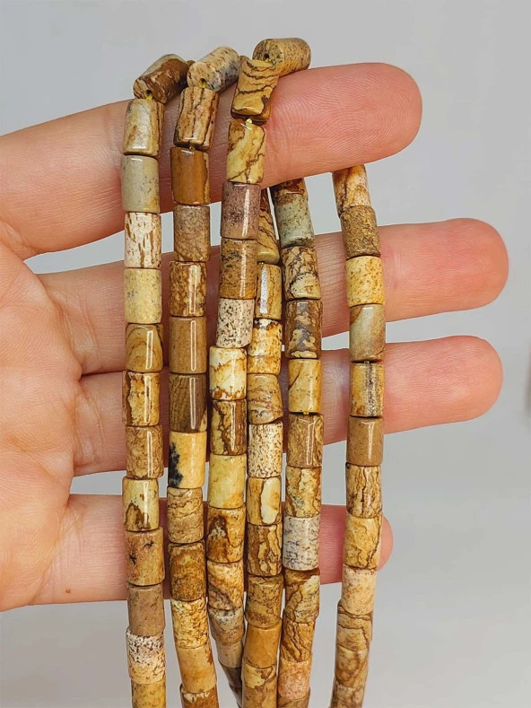 Jasper Taşı Silindir Kesim 5.5x7.5mm Dizi (49326) ürün görseli 1