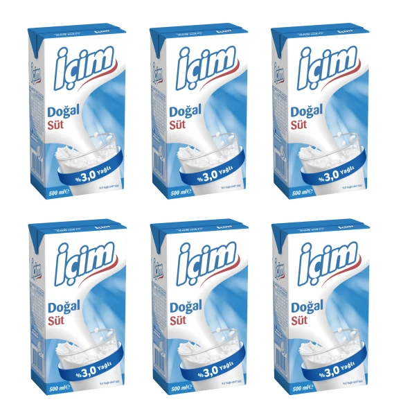 İçim Sade Yağlı Süt 500 Ml X 6 Adet