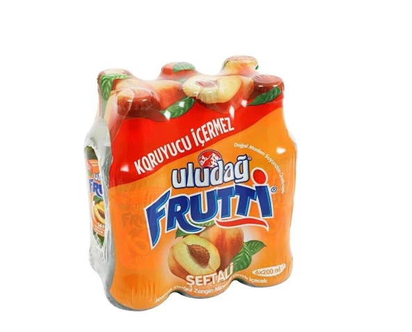 Uludağ Frutti Şeftali Aromalı Maden Suyu 200 Ml X 6 Adet