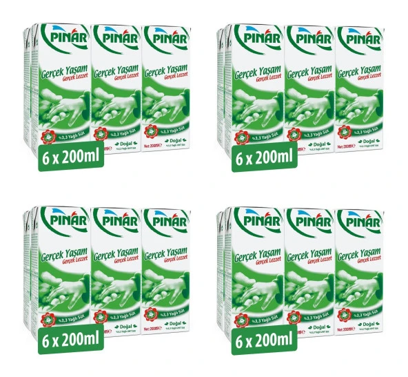 Pınar %3,3 Yağlı Süt 200 Ml X 24 Adet