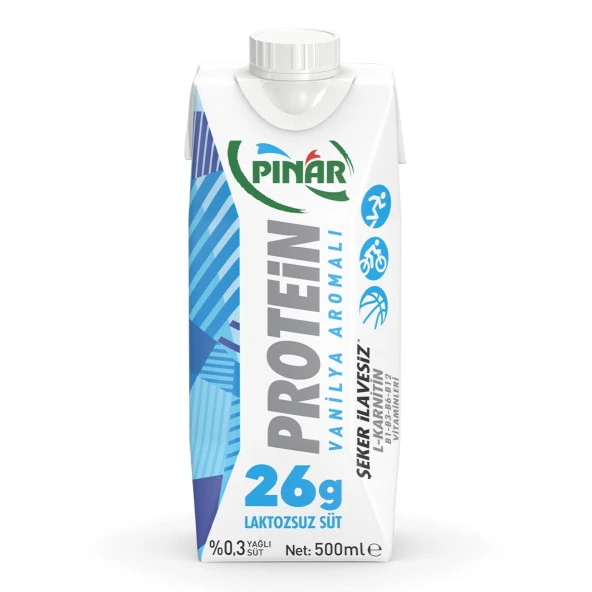 Pınar Protein Vanilya Aromalı Laktozsuz Süt 500 Ml