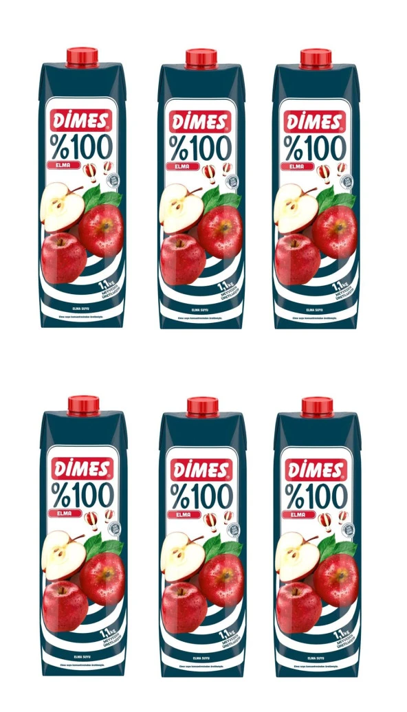 Dimes %100 Elma Meyve Suyu 1 Lt X 6 Adet