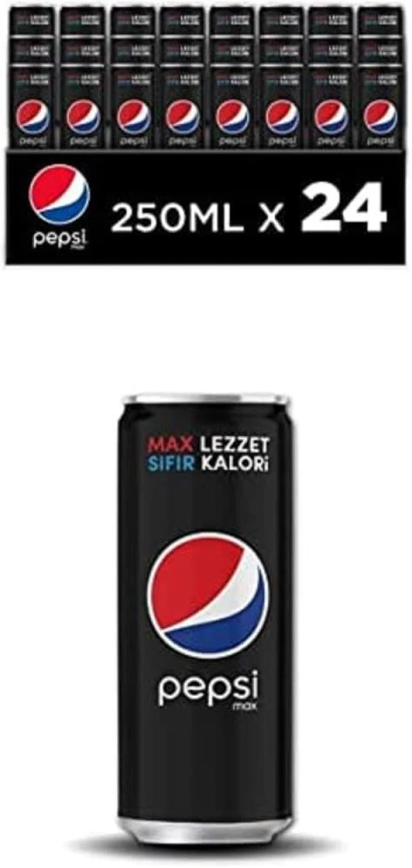 Pepsi Max Şekersiz Kola 250 Ml X 24 Adet