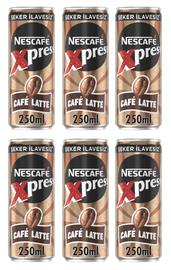 Nescafe Xpress Cafe Latte Şekersiz Soğuk Kahve 250 Ml X 6 Adet