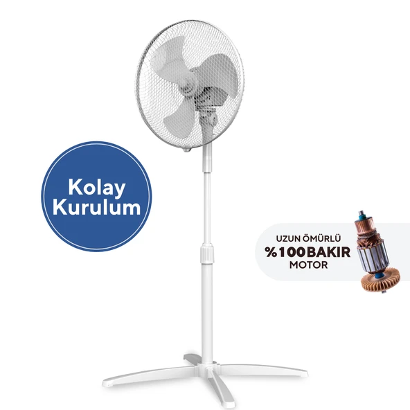 Kumtel KTF-290 Beyaz Vantilatör 16'' (3P) - Resim 2