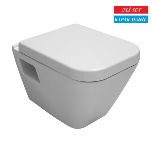 Serel Diagonal 53 cm Asma Klozet + Serel Zeta Yavaş Kapanan Klozet Kapağı - DG10ODS110H+223ZT00002 ürün görseli