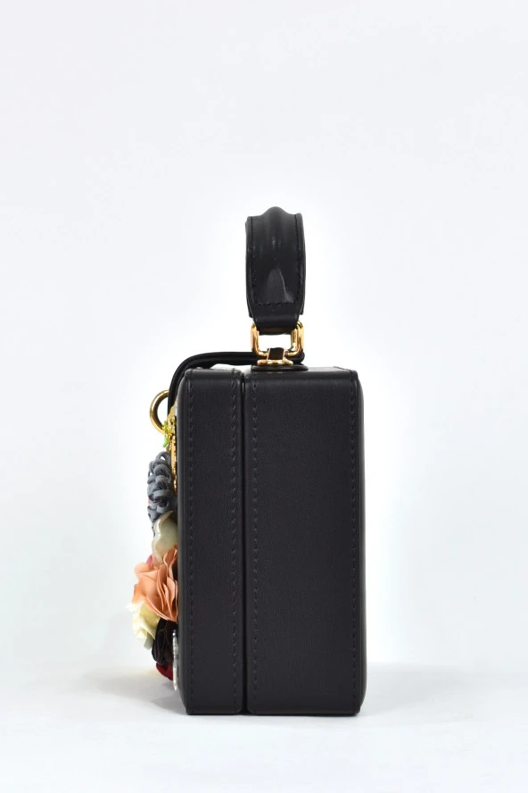 Elatae Kadın Omuz Askılı Çiçekli Taşlı Abiye Günlük El Çantası Siyah 17613 - Resim 2