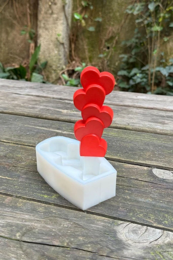 Kalp Sütun Tekli Silikon Mum Kalıbı - 4
