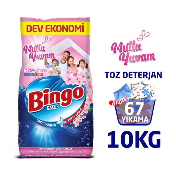 Bingo Matik Mutlu Yuvam Renkliler ve Beyazlar 10 kg Toz Deterjan