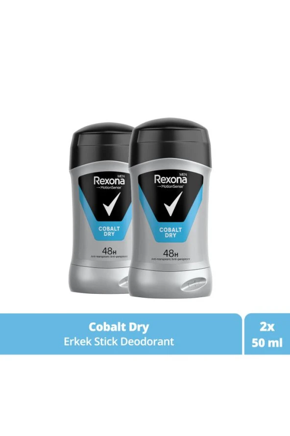 Rexona Men Motionsense Erkek Stick Deodorant Cobalt Dry 50 ml 2 Adet