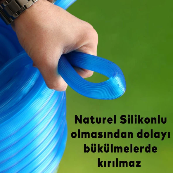 Bahçe Çeşme Su Hortumu İç Çap 1/2 Naturel Silikonlu Sulama Araç Yıkama Hortum 100 Metre