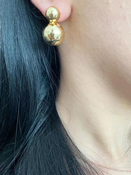 Baloncuk Model Kadın Küpe Altın Renk - 3