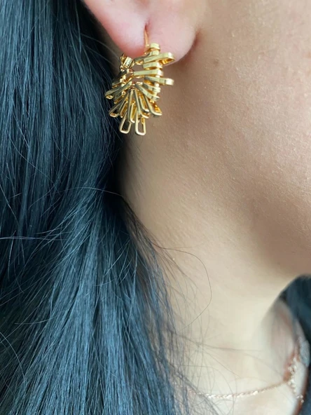 Kırçıllı Model Kadın Küpe Altın Renk - 8